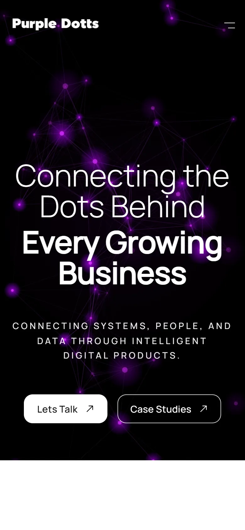 Purple Dotts homepage on a mobile screen