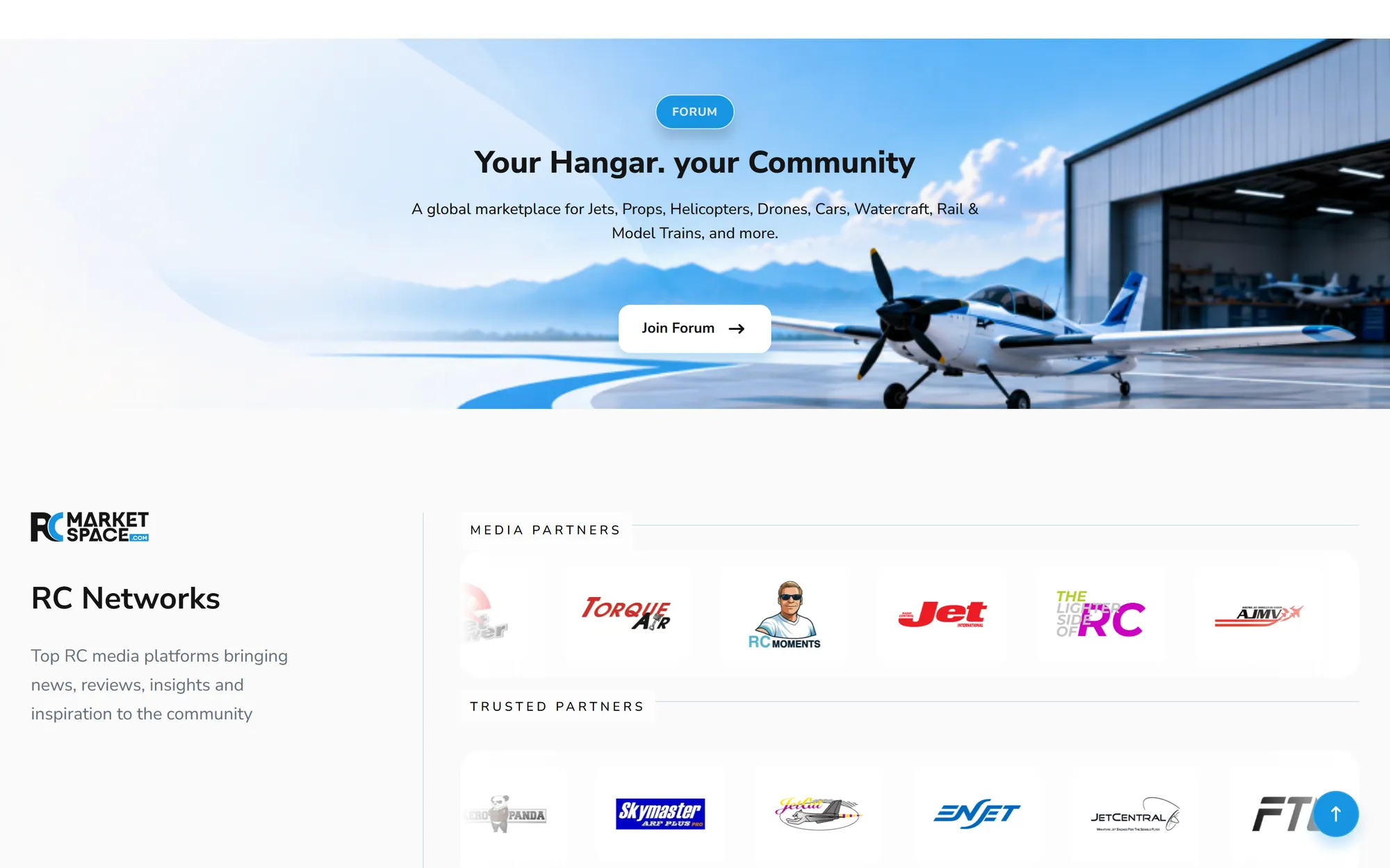 Forum promotion above media and trusted partner logos