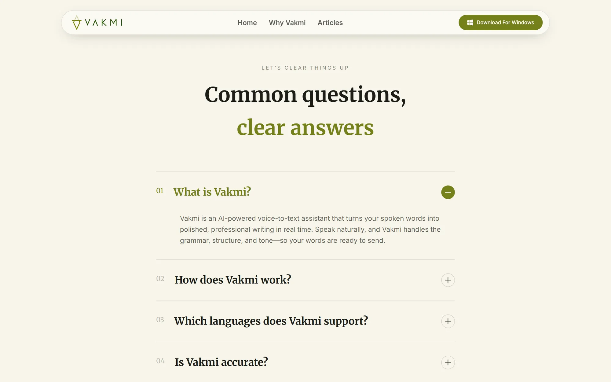 Accordion of common questions