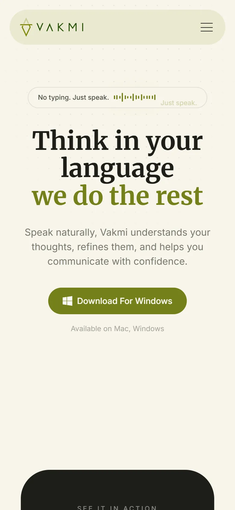 Vakmi homepage on a mobile screen